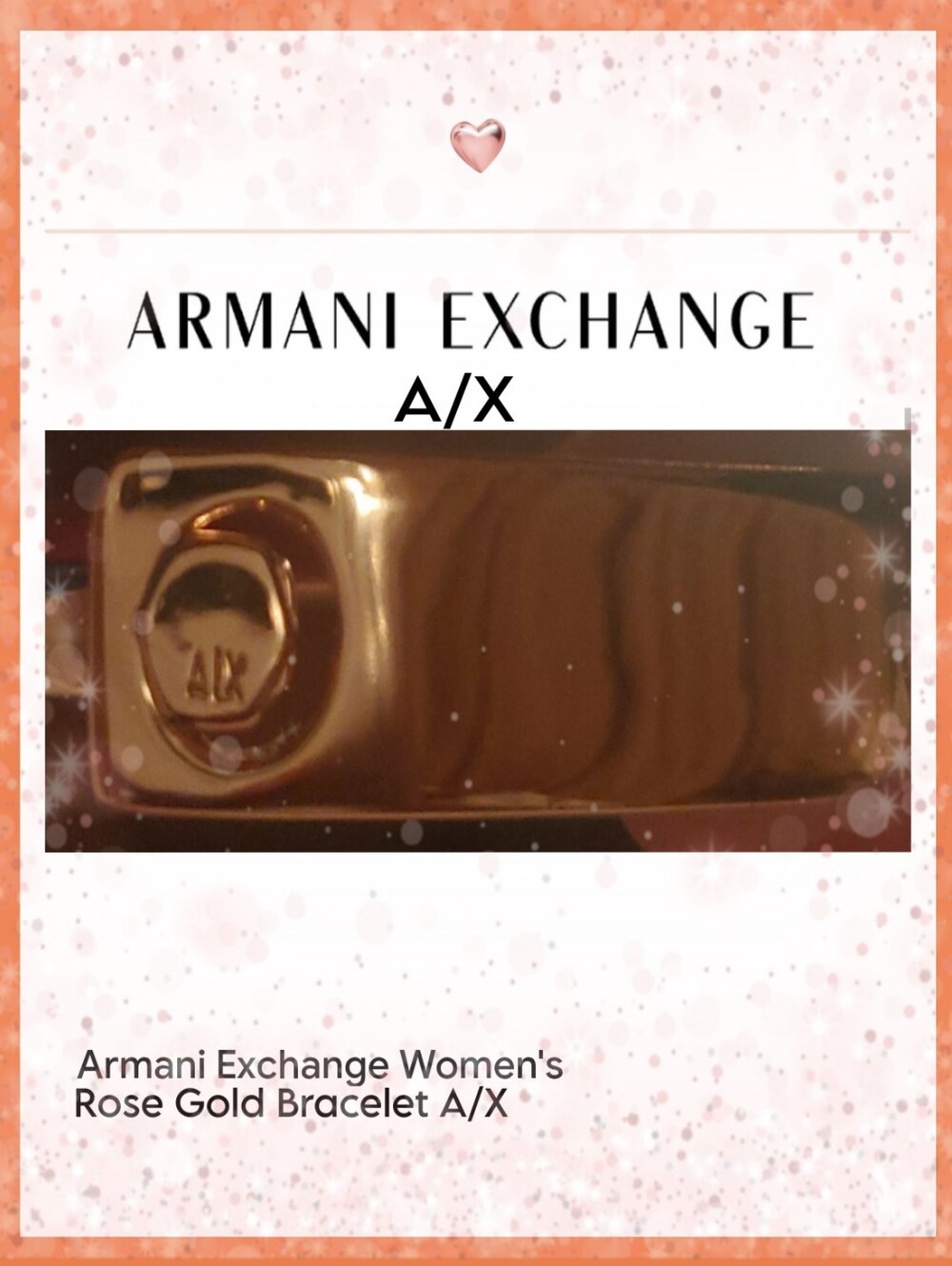 Armani Exchange Rose Gold Tone Logo Cuff Bracelet
